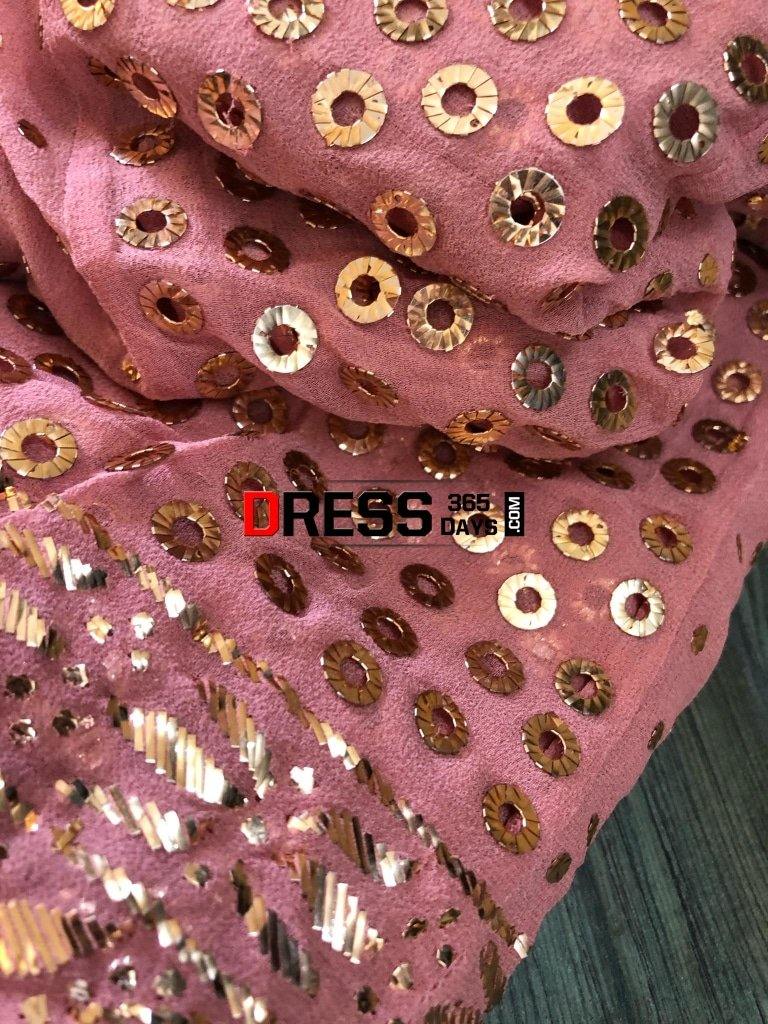 Taupe Brown Mukaish Anarkali Suit Chikankari