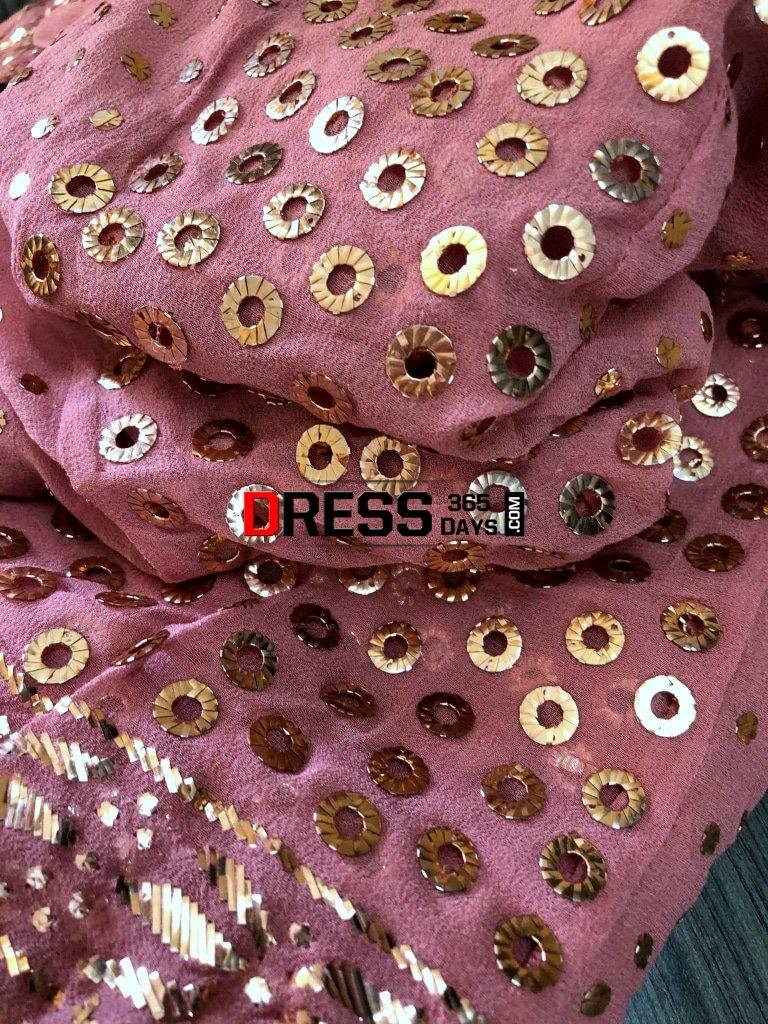 Taupe Brown Mukaish Anarkali Suit Chikankari