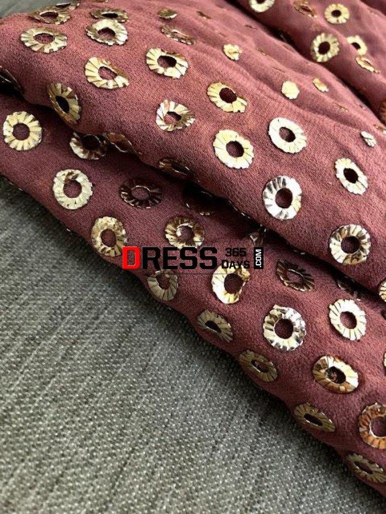 Taupe Brown Mukaish Anarkali Suit Kamdani