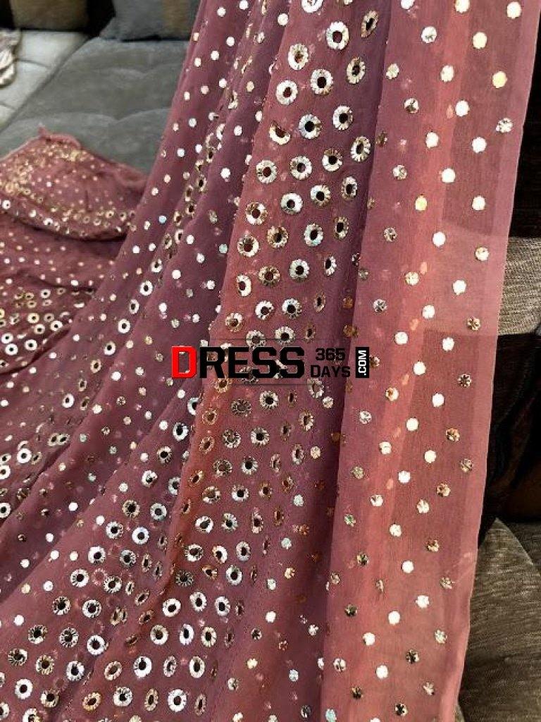 Taupe Brown Mukaish Anarkali Suit Kamdani