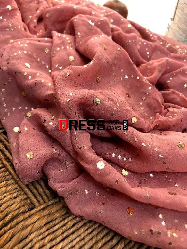 Taupe Brown Mukaish Dupatta Chikankari