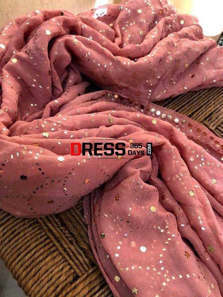 Taupe Brown Mukaish Dupatta Chikankari