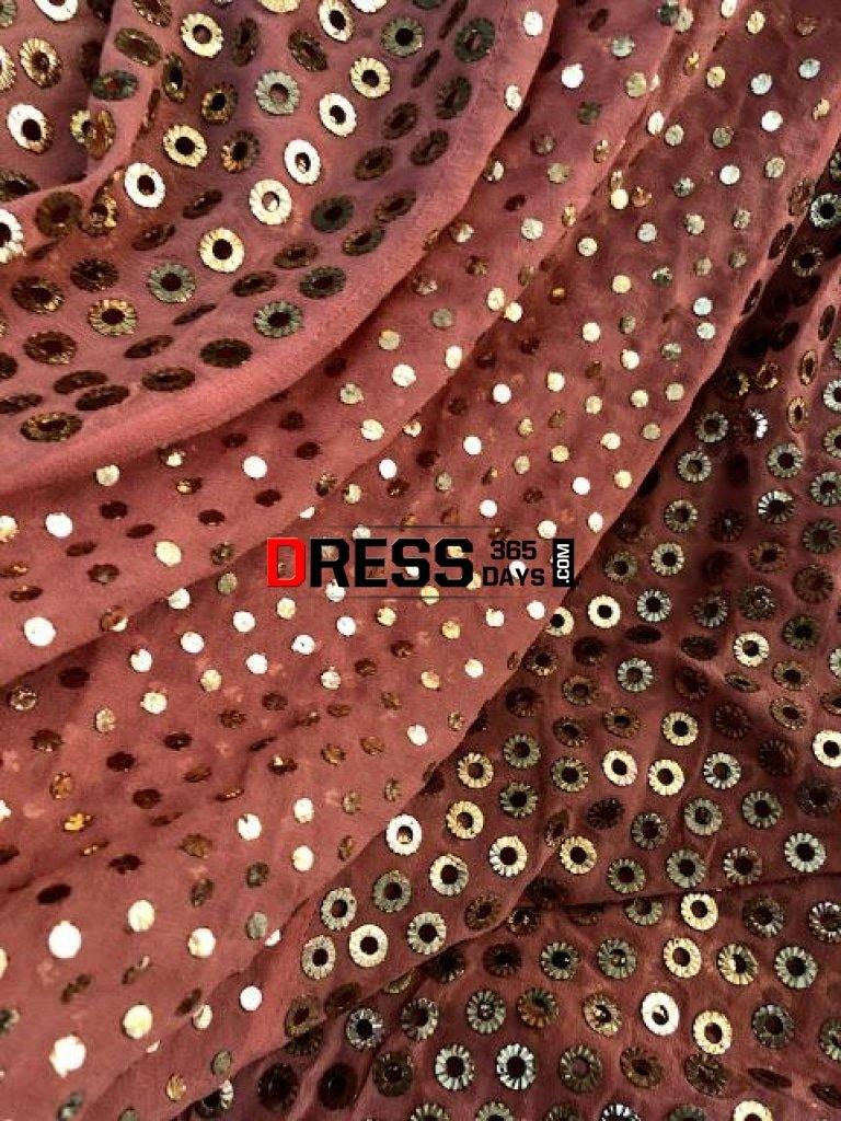 Taupe Brown Ring Mukaish/kamdani Lehenga Set Chikankari