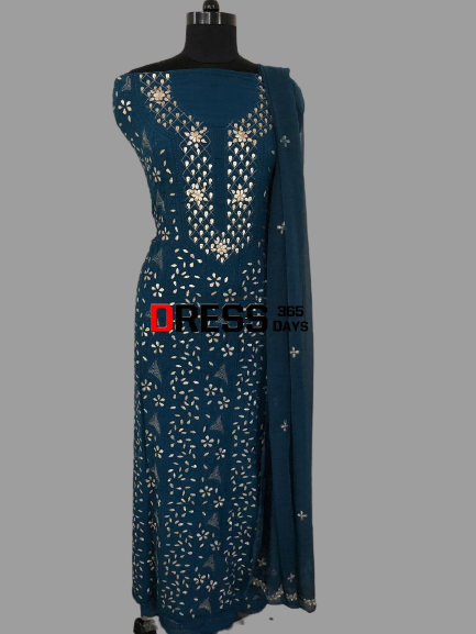 Teal Gota Patti Chikankari Suit - Dress365days