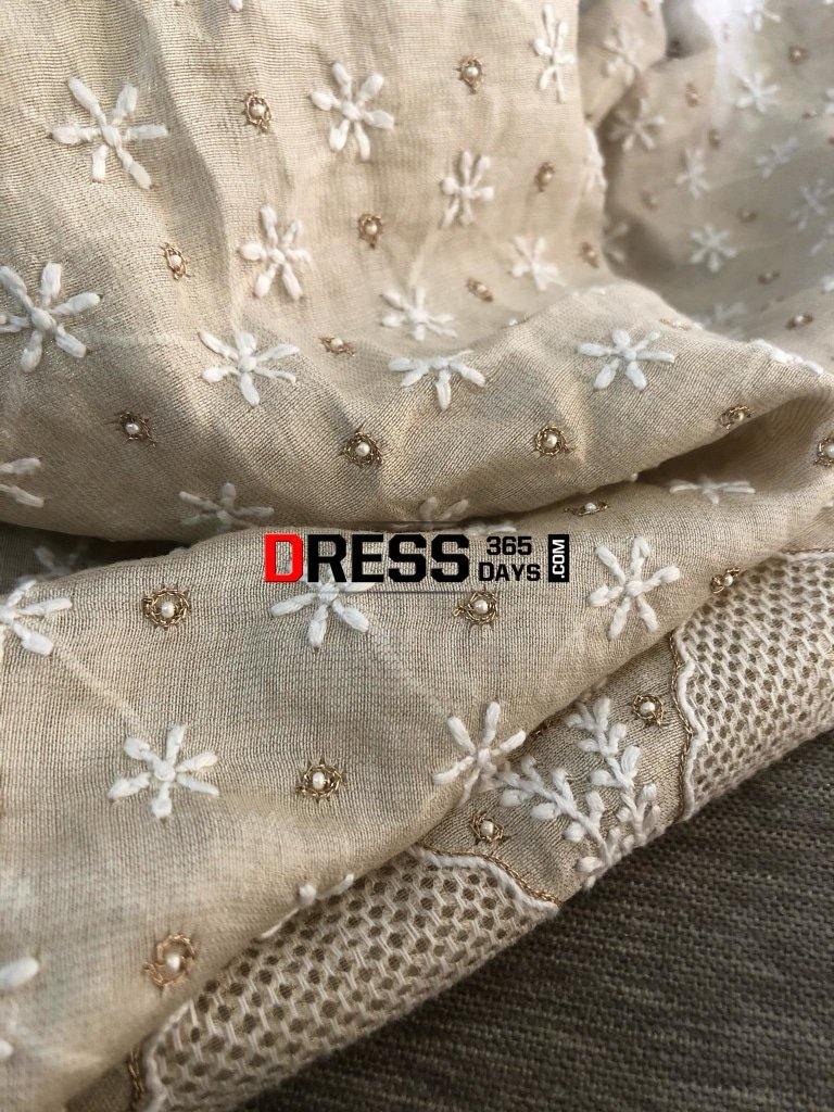 Tissue Chanderi Beads Andjaali Work Chikankari Suit Suits