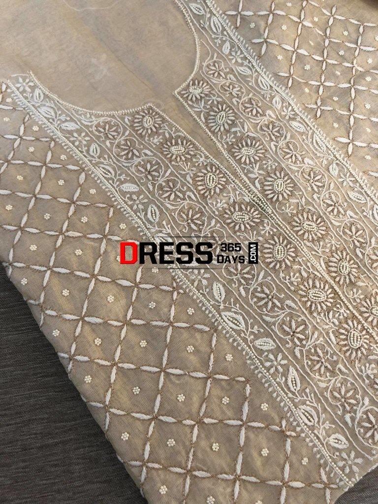 Tissue Chanderi Beads Chikankari Suit Suits