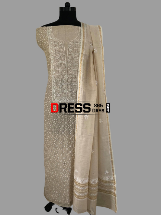 Tissue Chanderi Beads Chikankari Suit Suits