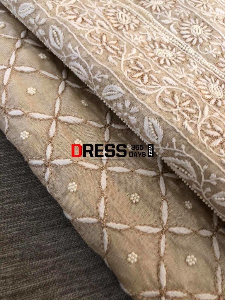 Tissue Chanderi Beads Chikankari Suit Suits