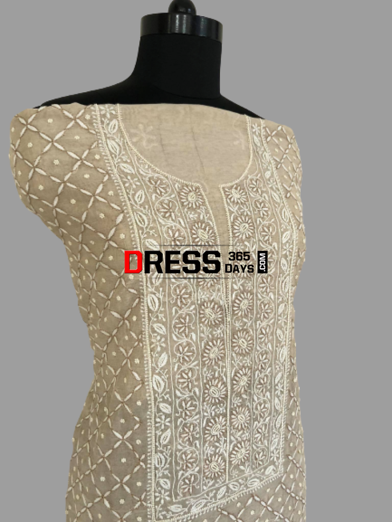 Tissue Chanderi Beads Chikankari Suit Suits