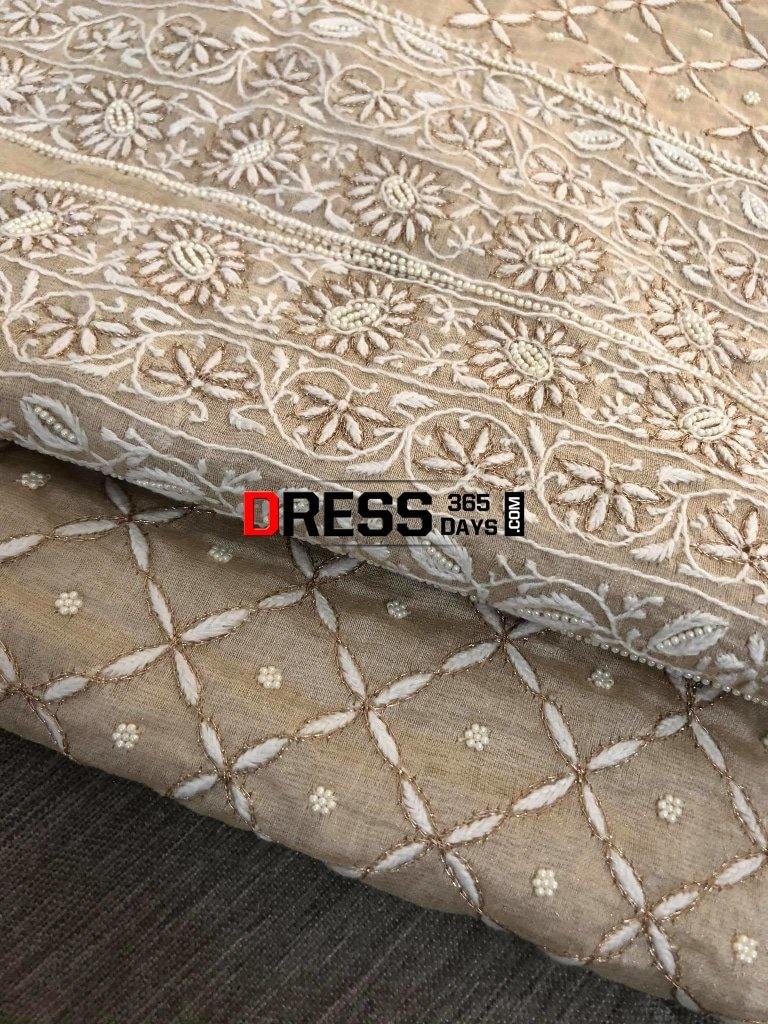 Tissue Chanderi Beads Chikankari Suit Suits