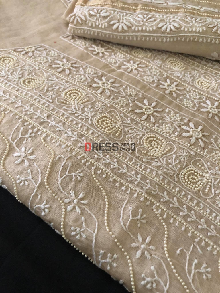 Tissue Chanderi Chikankari & Pearl Work Suit Suits