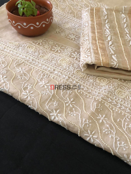 Tissue Chanderi Chikankari & Pearl Work Suit Suits