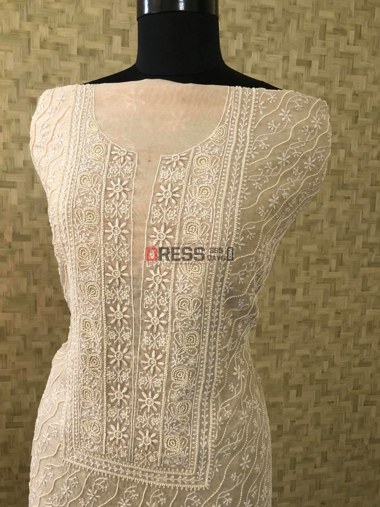 Tissue Chanderi Chikankari & Pearl Work Suit Suits