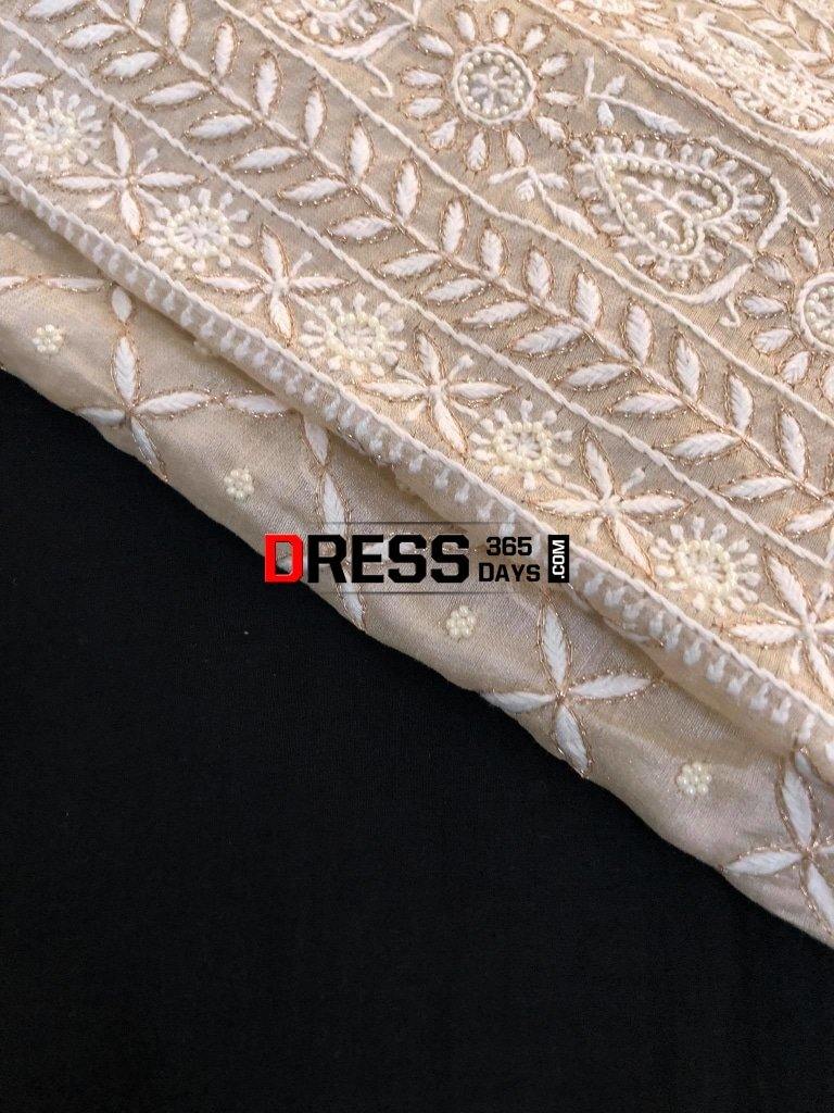Tissue Chanderi Chikankari Suit With Beads Work Suits