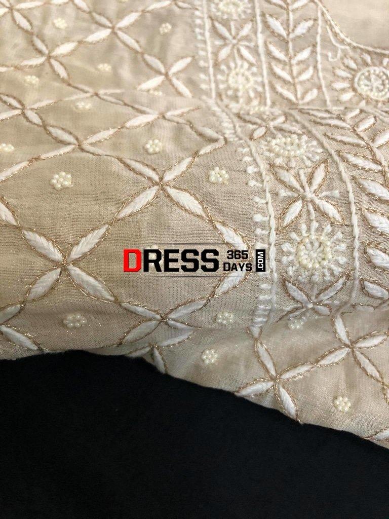 Tissue Chanderi Chikankari Suit With Beads Work Suits