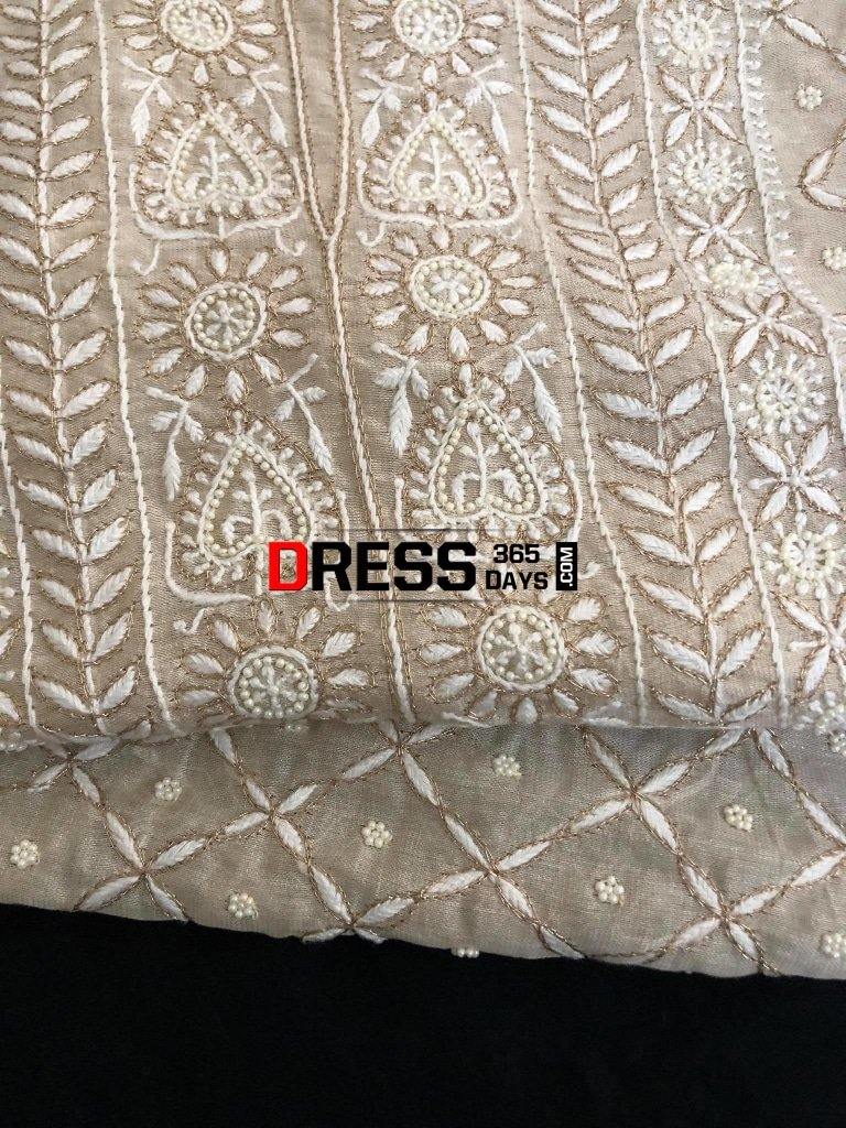 Tissue Chanderi Chikankari Suit With Beads Work Suits