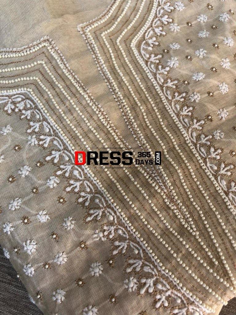Tissue Chanderi Chikankari Suit With Beads Work Suits