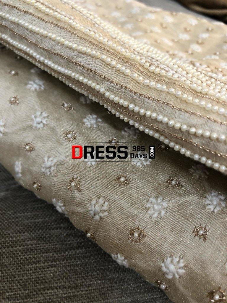 Tissue Chanderi Chikankari Suit With Beads Work Suits