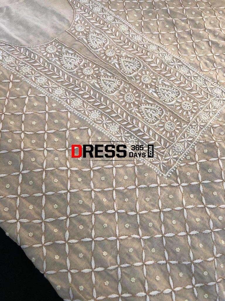 Tissue Chanderi Chikankari Suit With Beads Work Suits