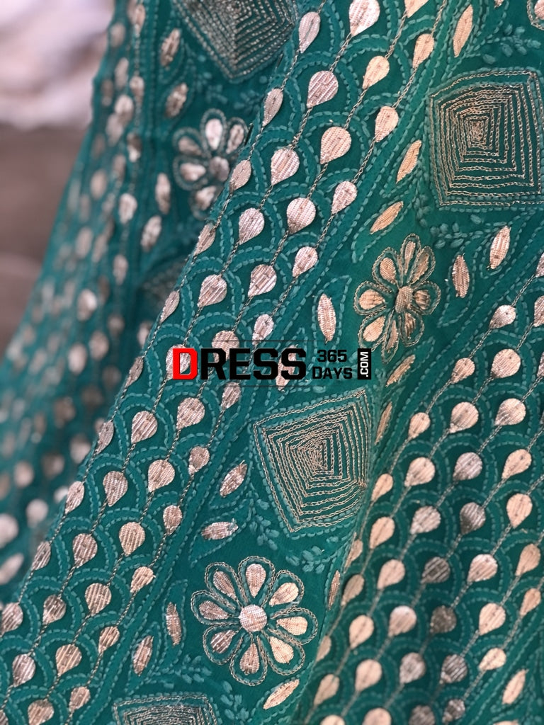 Turquoise Gota Patti Chikankari Suit Suits