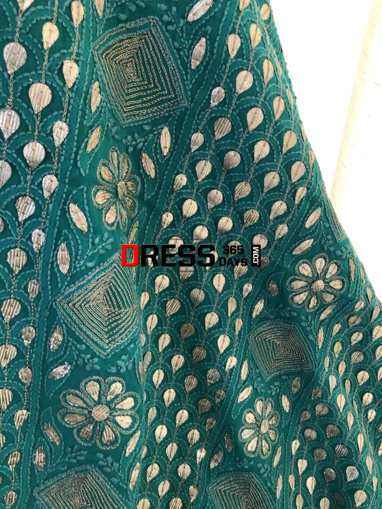 Turquoise Gota Patti Chikankari Suit Suits