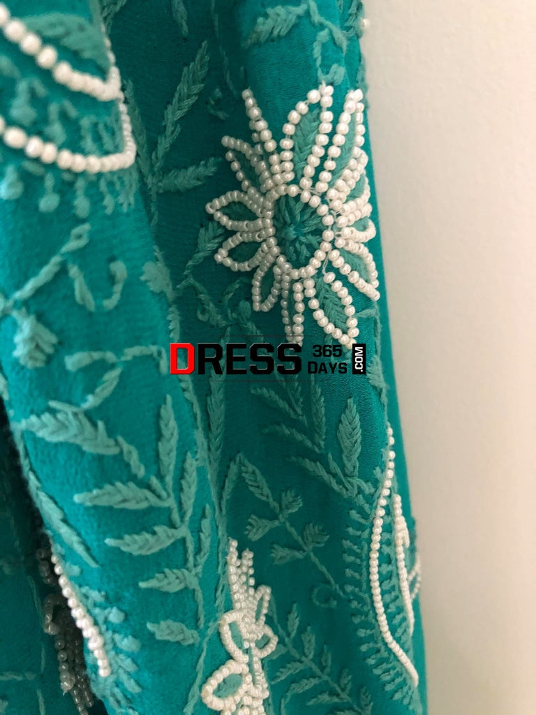 Turquoise Green Pearl Chikankari Suit Suits