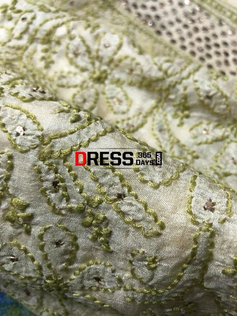 Tusar Silk Chikankari Mukaish Kurti Fabric
