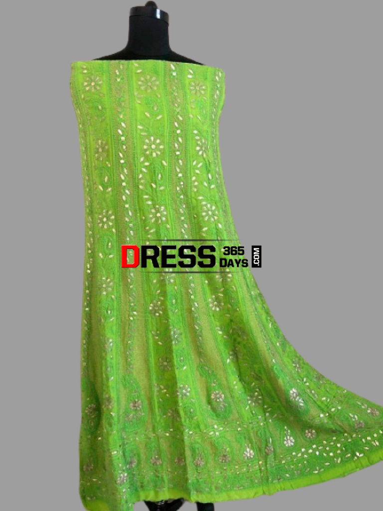 Viscose Georgette Chikankari Anarkali Suit With Gota Patti (Anarkali And Dupatta)