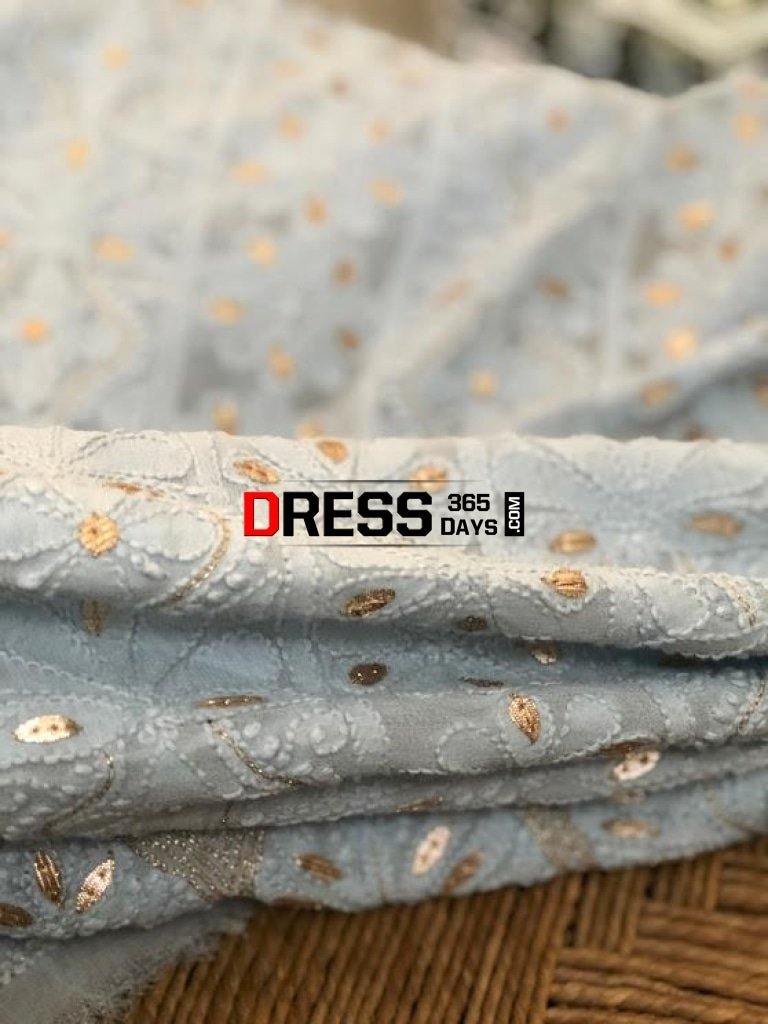 Viscose Georgette Chikankari And Gota Patti Kurti Fabric