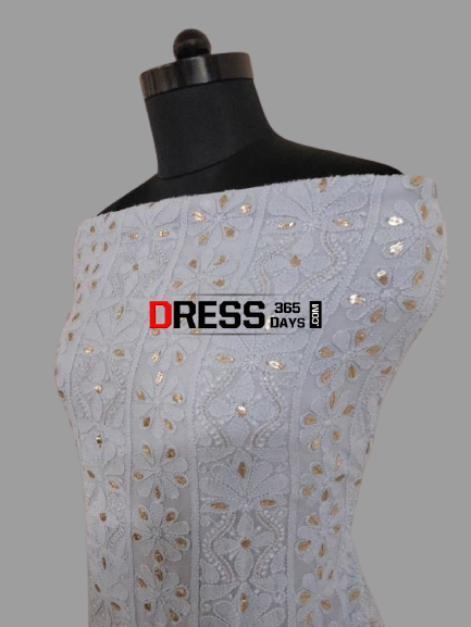 Viscose Georgette Chikankari and Gota Patti Kurti Fabric - Dress365days