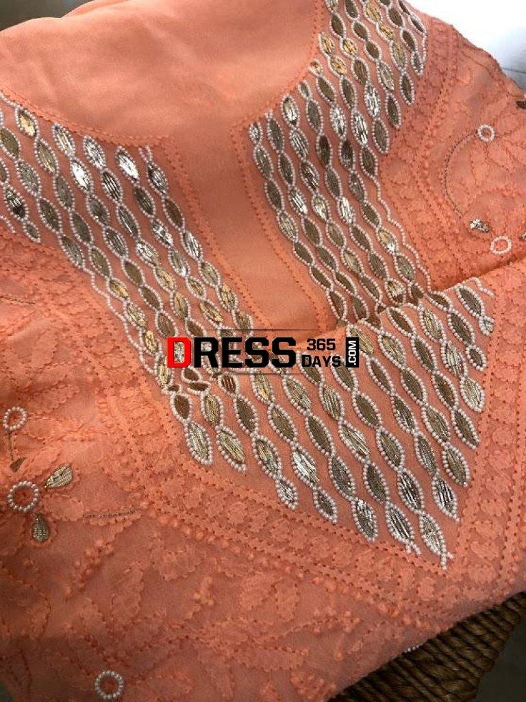 Viscose Georgette Gota Patti And Beads Chikankari Suit Suits