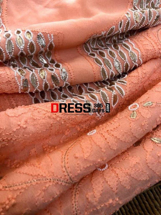 Viscose Georgette Gota Patti And Beads Chikankari Suit Suits