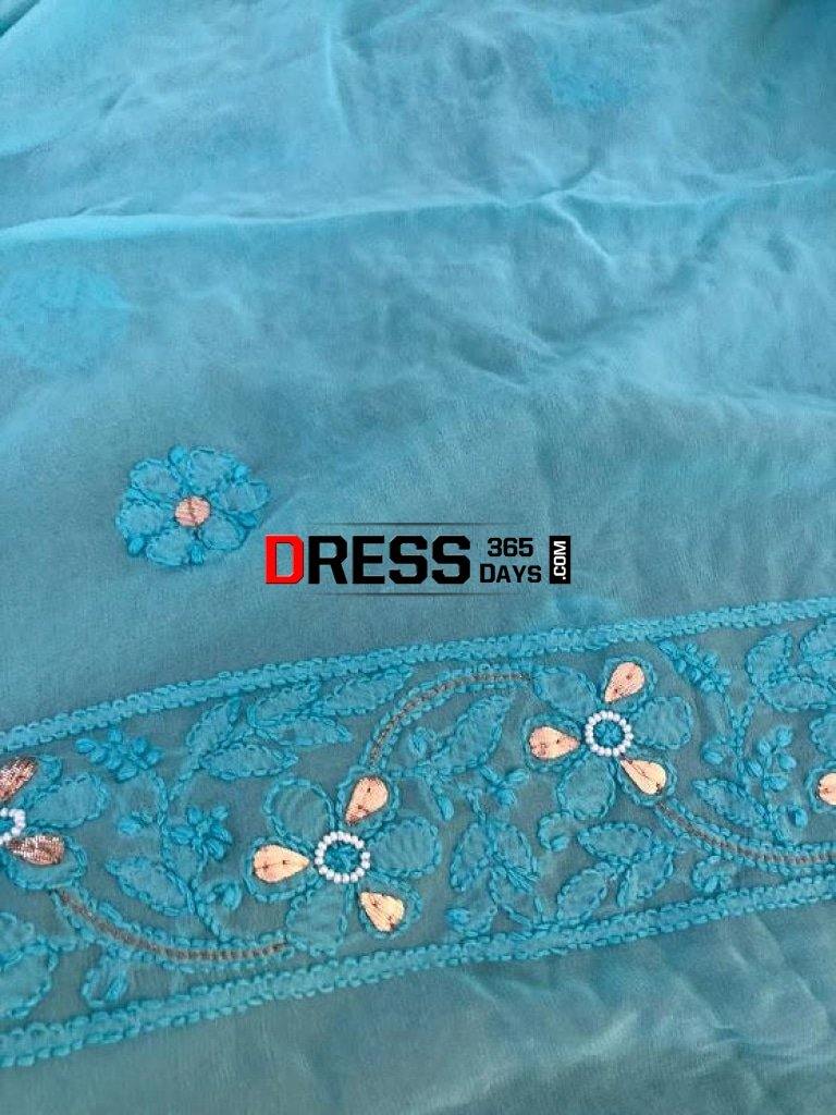 Viscose Georgette Gota Patti And Beads Work Chikankari Suit Suits