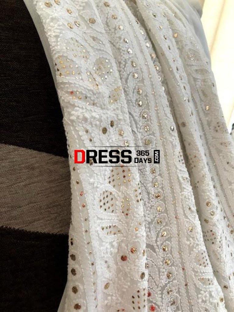 White Kamdani Chikankari Suit Suits