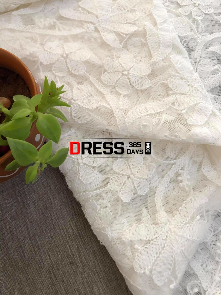 White Net Chikankari Dupatta