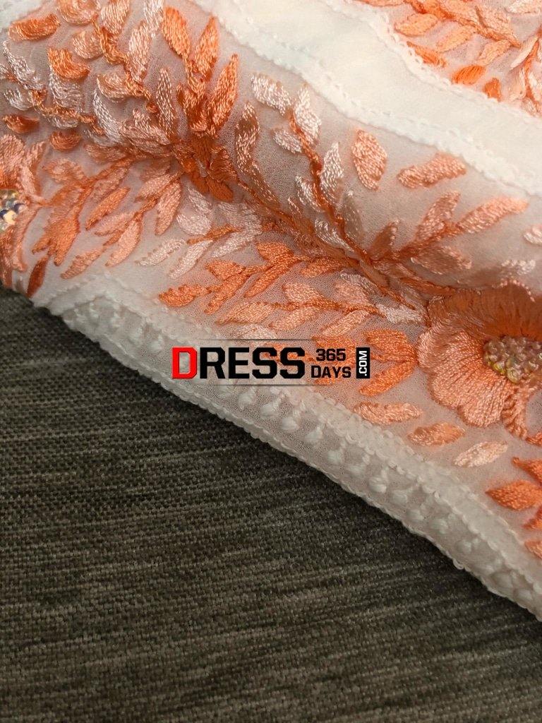 White Peach Parsi Gara Chikankari Suit Suits