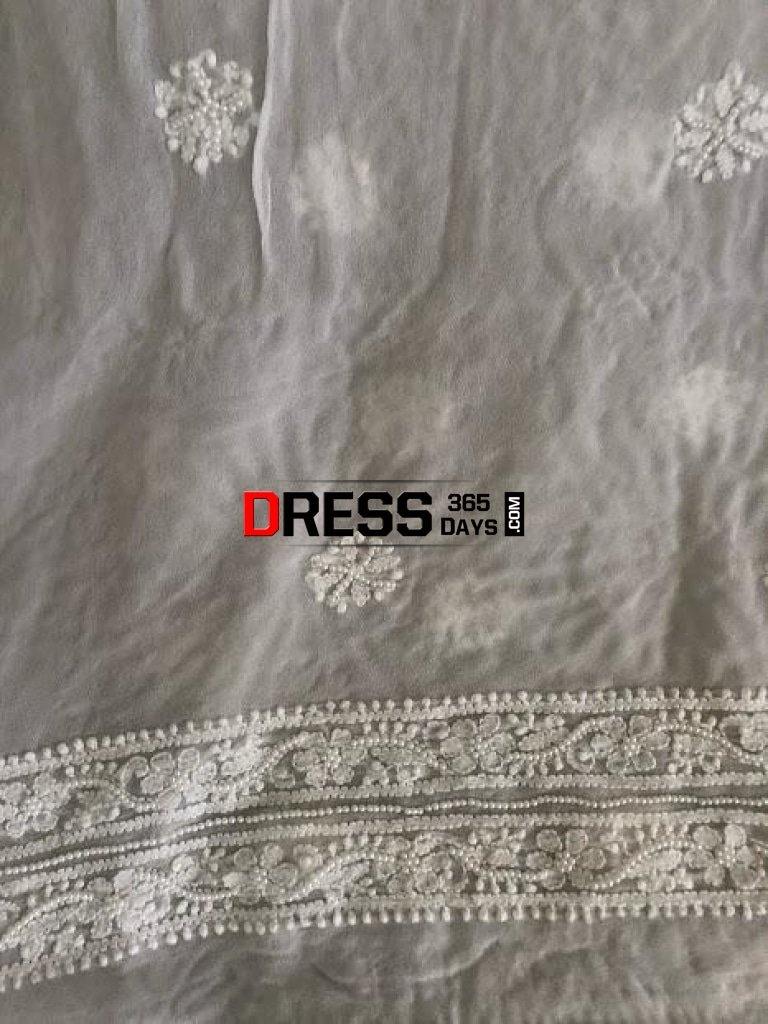 White Pearl Lucknowi Chikankari Suit Suits