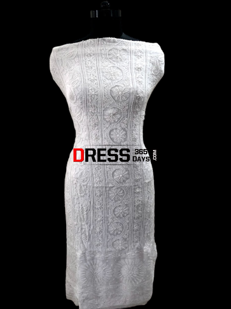White Pearl Lucknowi Chikankari Suit Suits