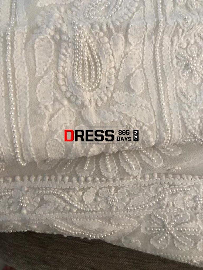 White Pearl Lucknowi Chikankari Suit Suits