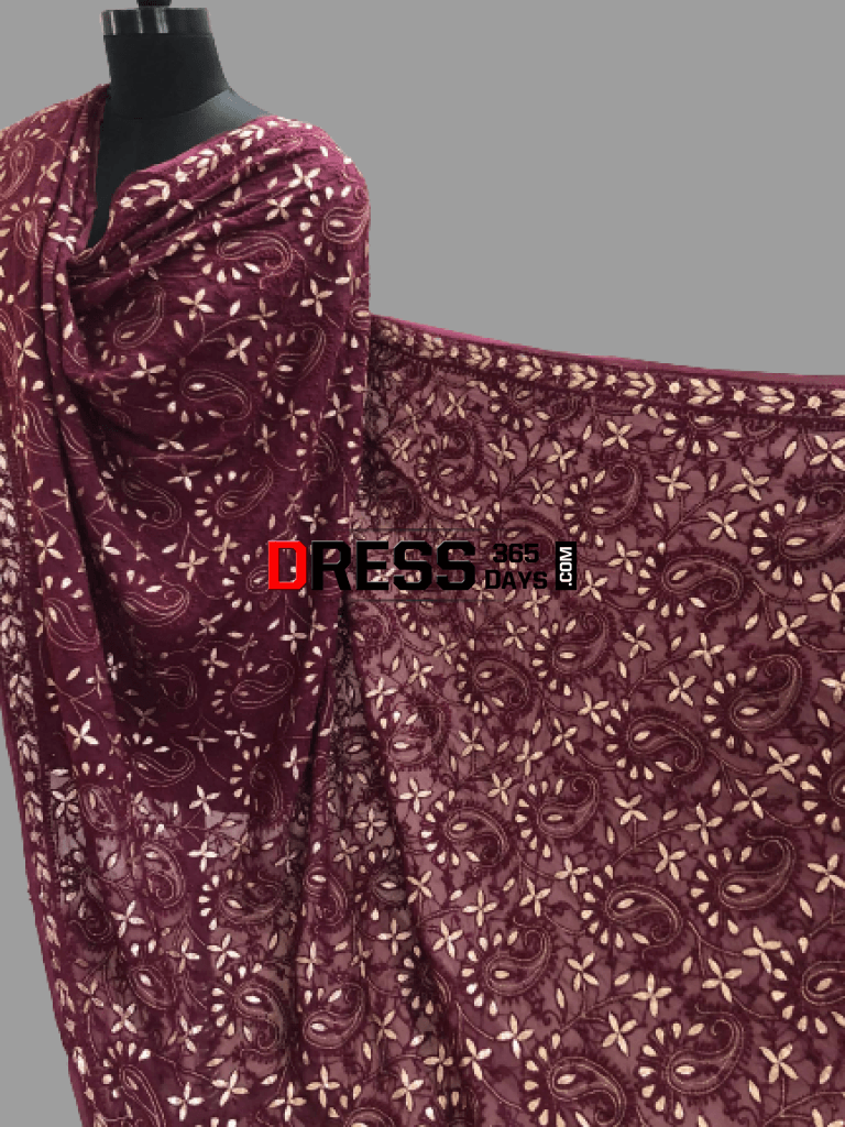 Wine Gota Patti Chikankari Dupatta