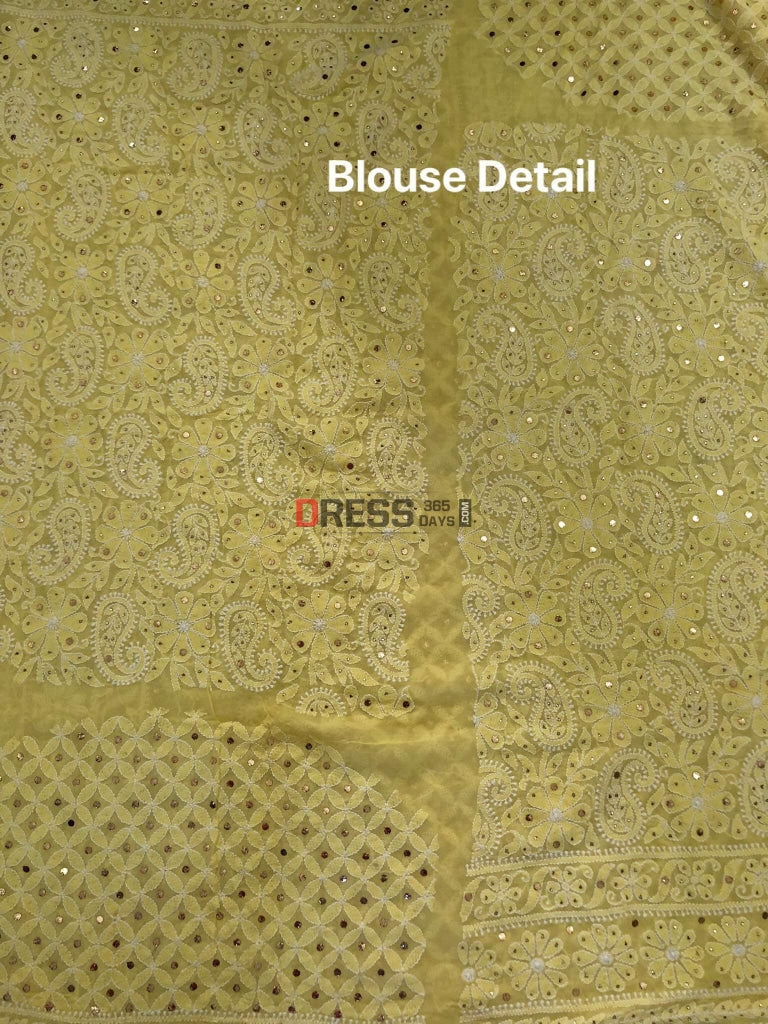 Yellow Chikankari and Kamdani Lehenga Set - Dress365days