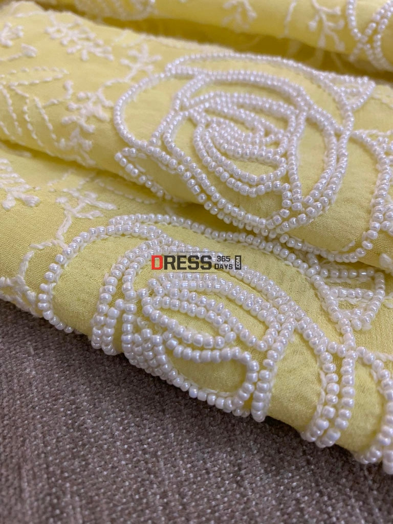 Yellow Chikankari & Pearl Work Suit Suits