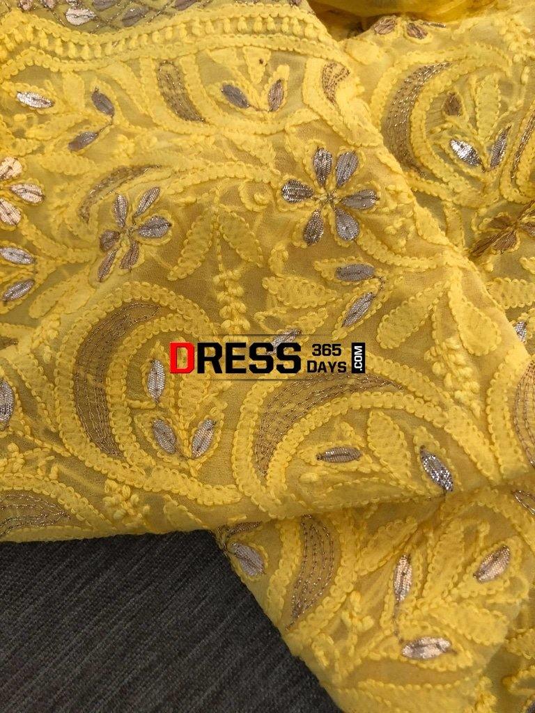 Yellow Gota Patti Georgette Chikankari Suit Suits