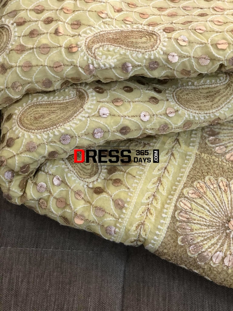 Yellow Gota Patti Lucknowi Chikankari Lehenga Set