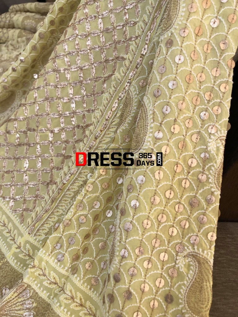 Yellow Gota Patti Lucknowi Chikankari Lehenga Set