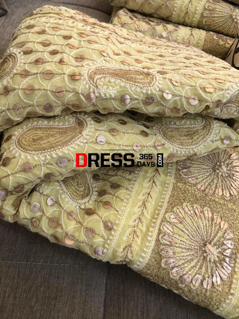 Yellow Gota Patti Lucknowi Chikankari Lehenga Set