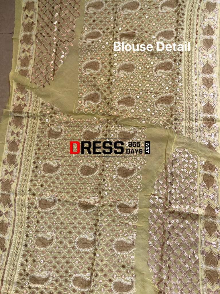 Yellow Gota Patti Lucknowi Chikankari Lehenga Set
