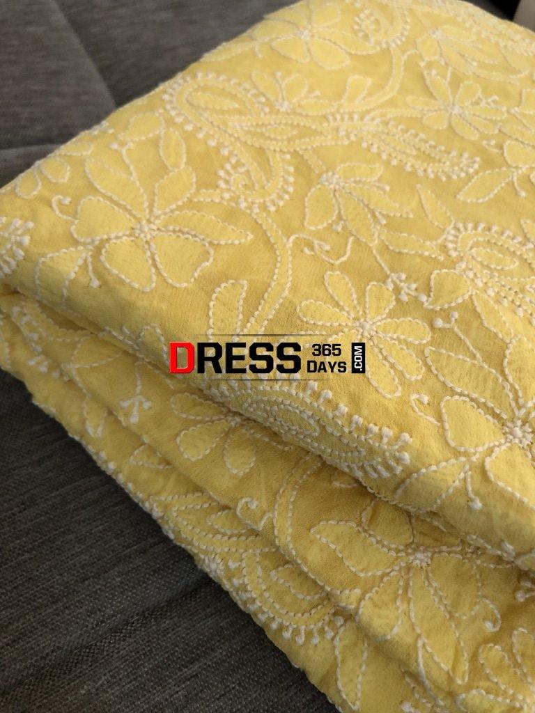 Yellow Lucknowi Chikankari Saree