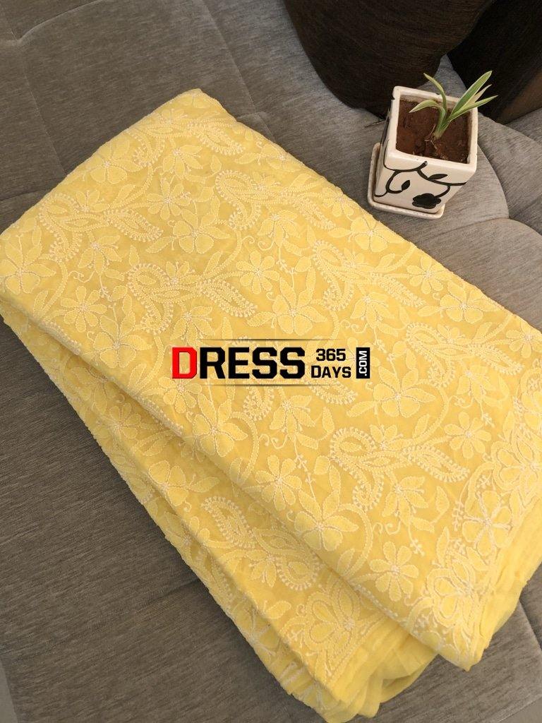 Yellow Lucknowi Chikankari Saree