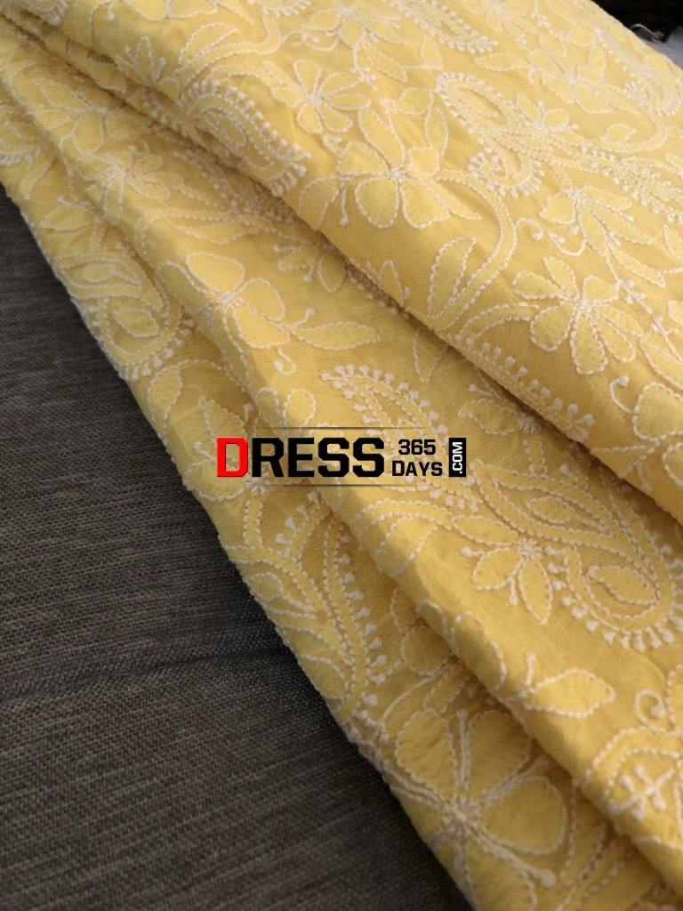 Yellow Lucknowi Chikankari Saree